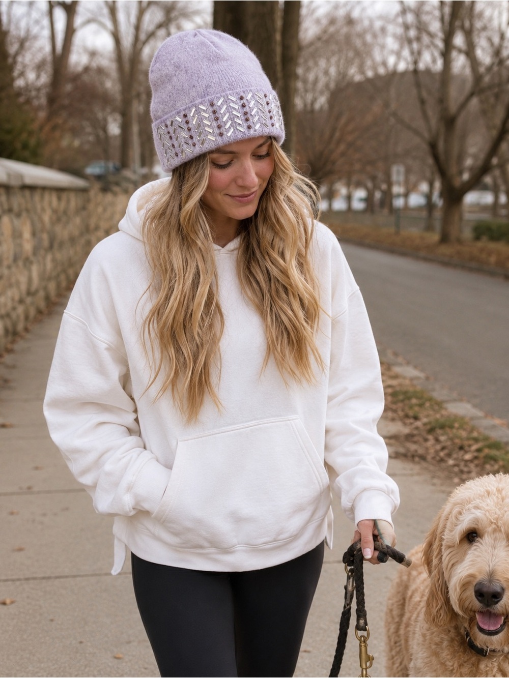 Anthropologie Tonal Gem Beanie-Lavender